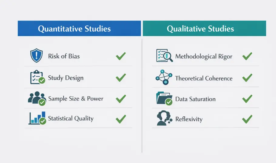 Quality Assessment Frameworks: Quantitative vs Qualitative Studies